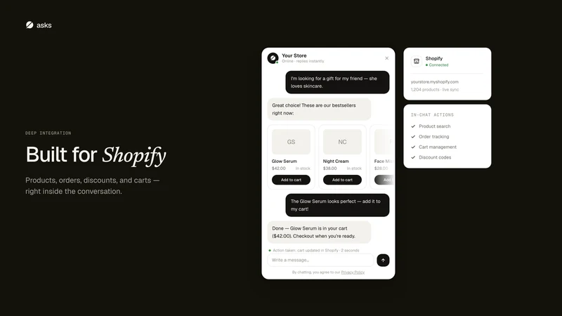 Asks: AI Chatbot & Live Chat