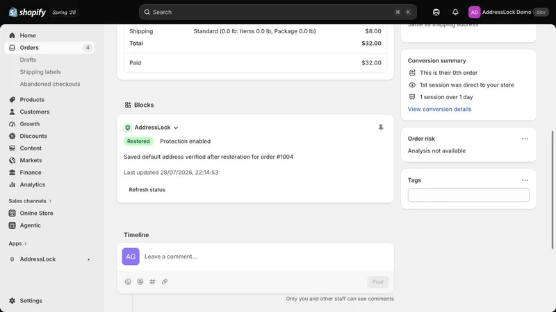 AddressLock: Default Address
