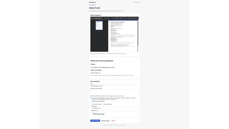 Order Agreement Sign & Proof