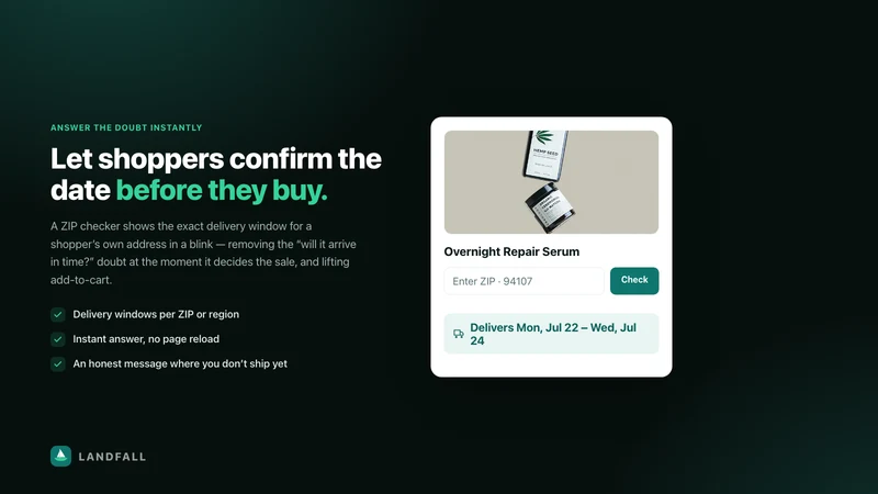 Landfall: Delivery Date ETA