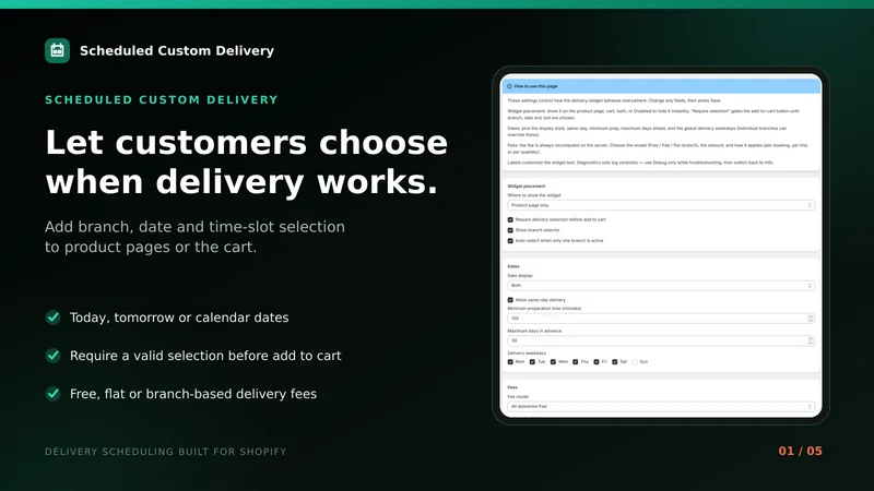 Scheduly ‑ Delivery Time Slots