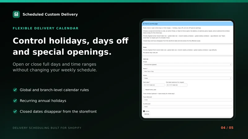 Scheduly ‑ Delivery Time Slots