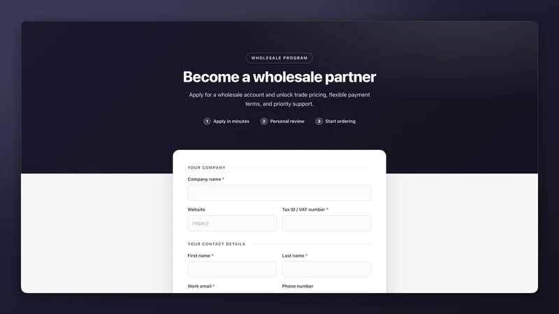 Wholesale Gate ‑ B2B Signup