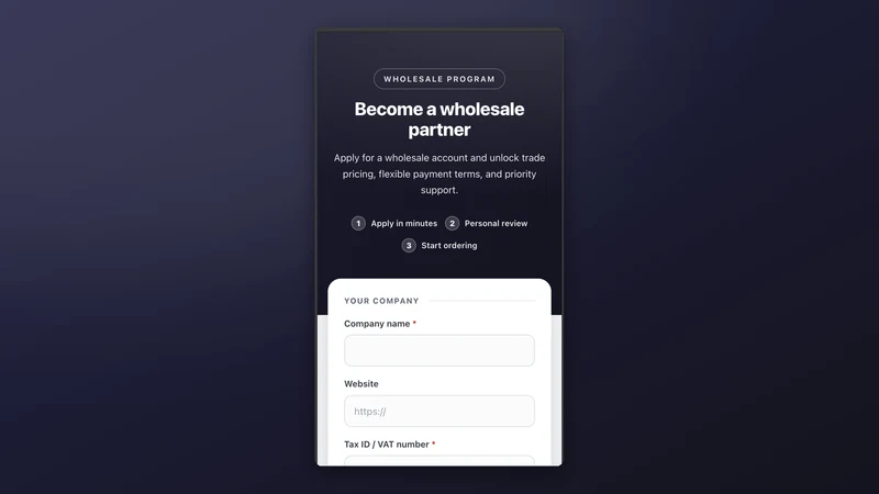 Wholesale Gate ‑ B2B Signup