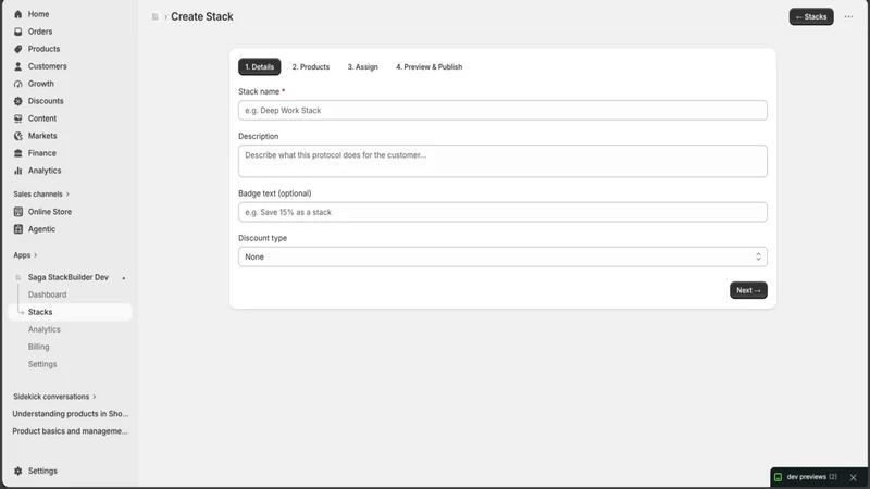 Saga StackBuilder | Stacks