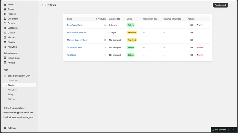 Saga StackBuilder | Stacks