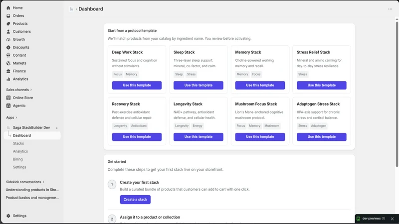 Saga StackBuilder | Stacks