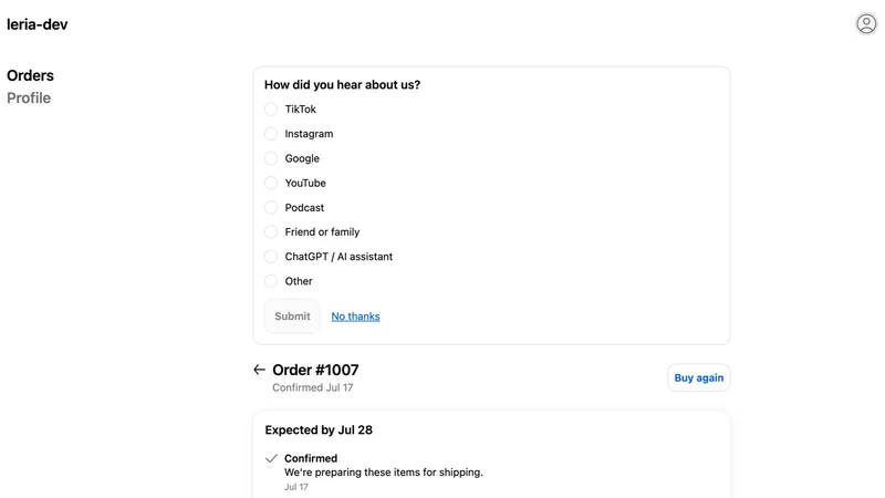 PulseAsk Post Purchase Survey