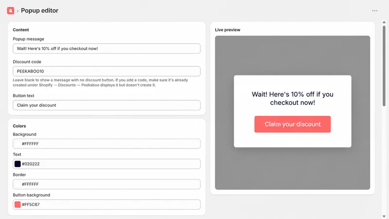 Peekaboo | Exit Intent Popup