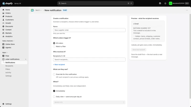ELI: New Order Notifications