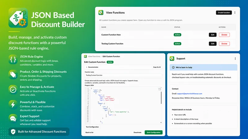 JSON Based Discount Builder
