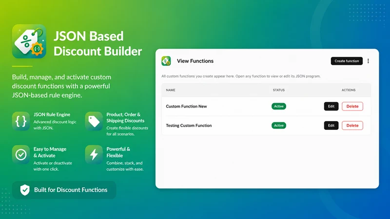 JSON Based Discount Builder