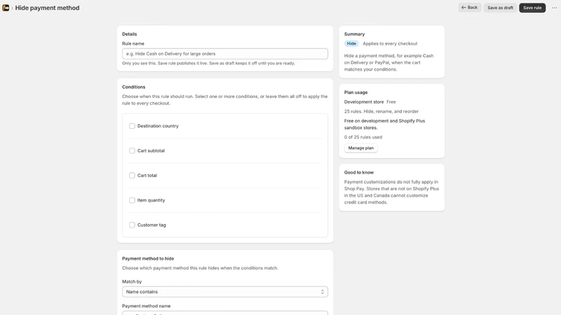 PayShip: Checkout Rules