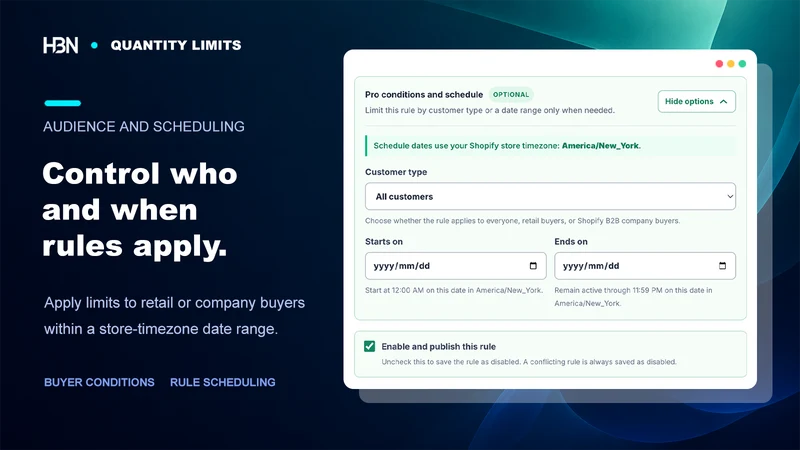 HBN: Quantity Limits