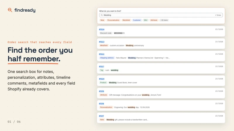 Findready: Order & Note Search