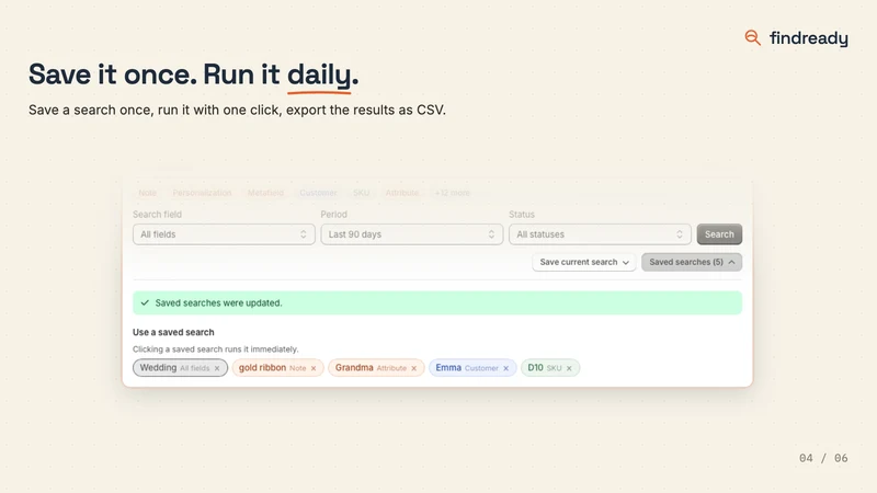 Findready: Order & Note Search