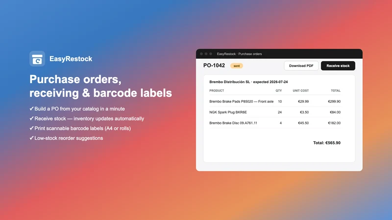 EasyRestock ‑ Purchase Orders