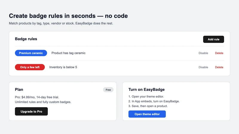 EasyBadge ‑ Product Badges