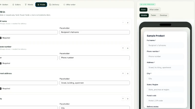 CODFlow: COD Form & Courier