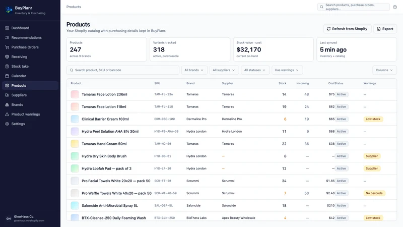 BuyPlanr ‑ Inventory Planner