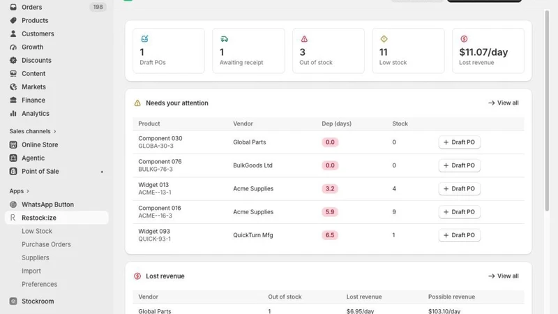 Restock:ize Inventory + POs