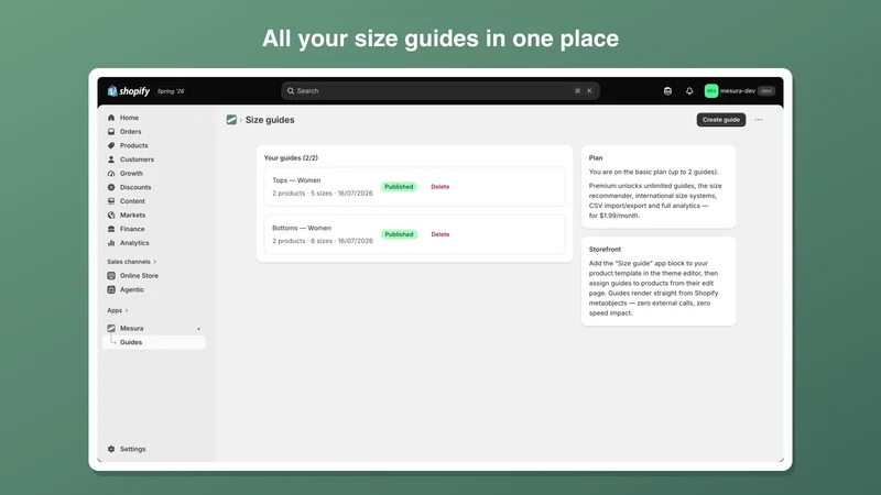 Mesura ‑ Size Charts & Guide