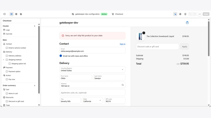 GateKeeper: State/ZIP Blocker