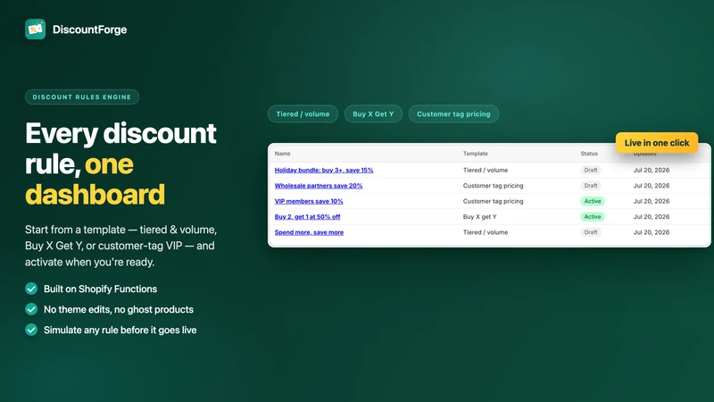 DiscountForge: Volume & BOGO