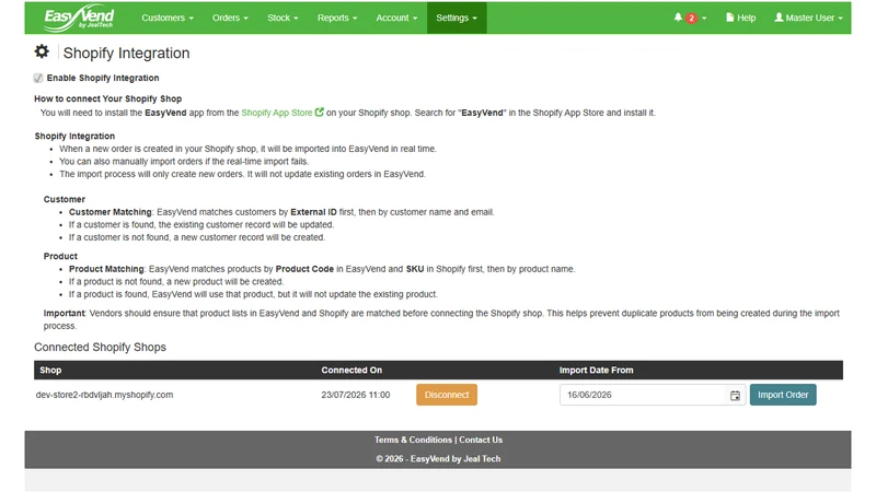 EasyVend Integration