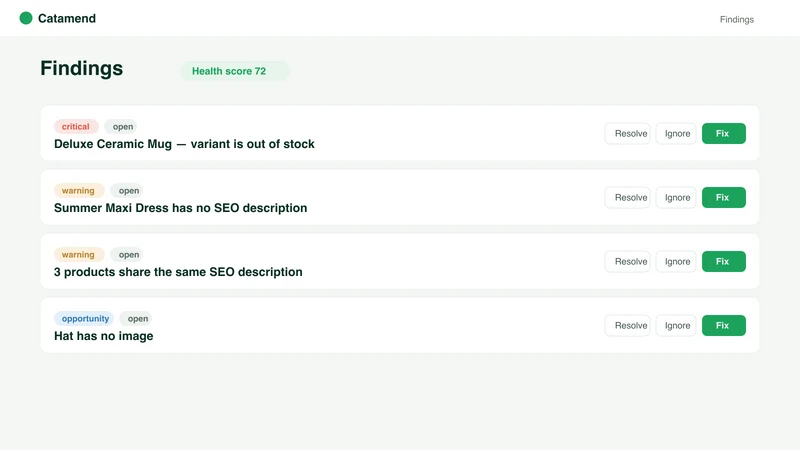 Catamend: Catalog Health & Fix