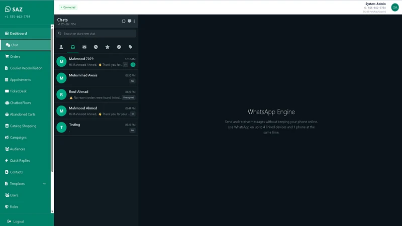 Sazsol: WhatsApp Engine