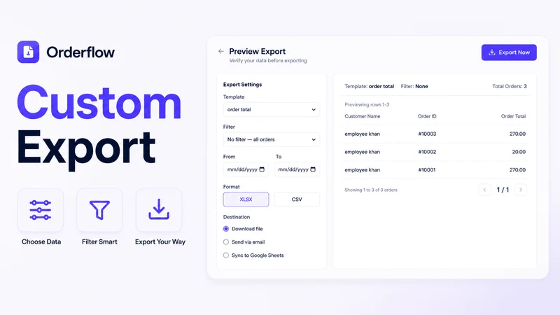 OrderFlow Advance Order Export