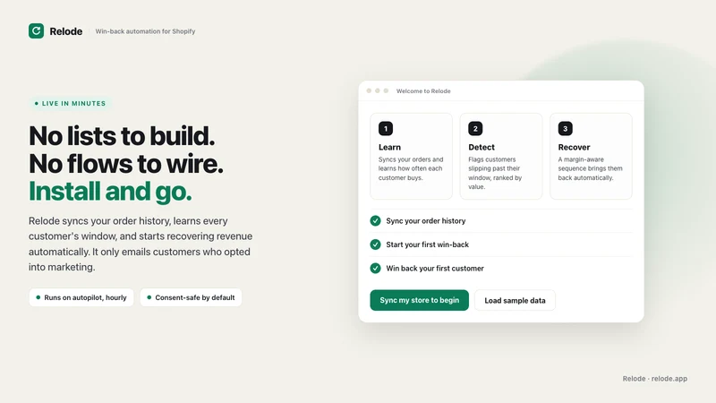 Relode: Win‑Back Autopilot