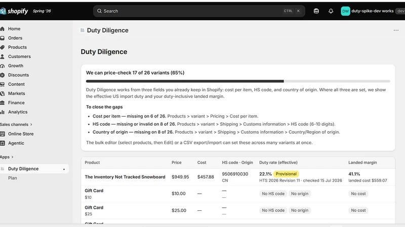 Duty Diligence: Landed Cost