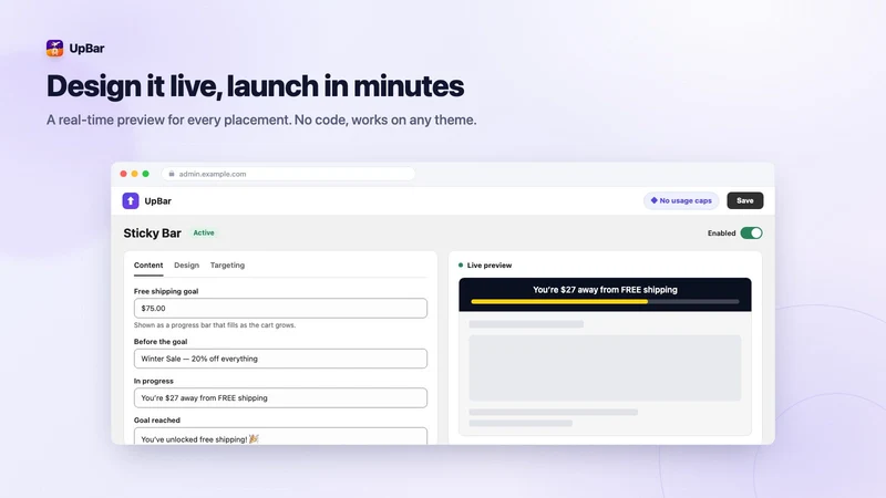 UpBar: Free Shipping Bar Goal