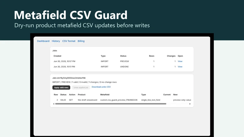 Cados Metafield CSV Guard