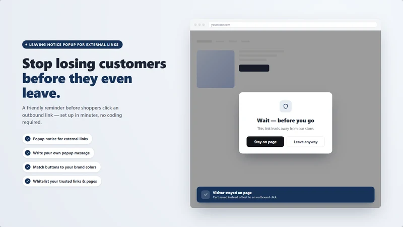 Leaving Notice Popup for Links