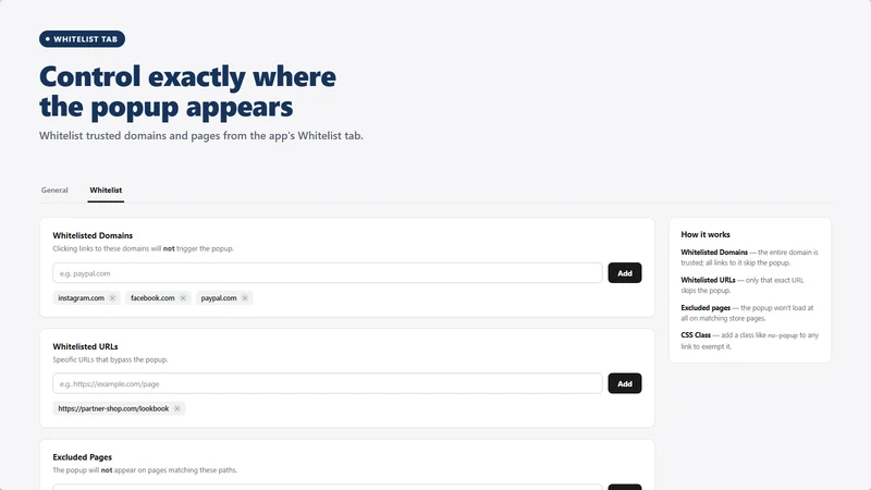 Leaving Notice Popup for Links