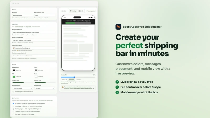 BoostApps Free Shipping Bar