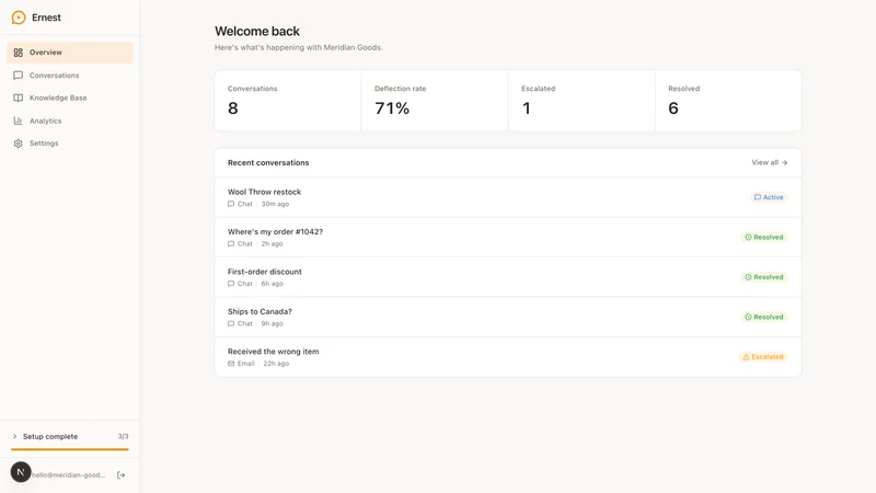 Ernest: AI Chatbot & Helpdesk
