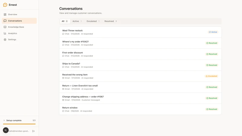 Ernest: AI Chatbot & Helpdesk