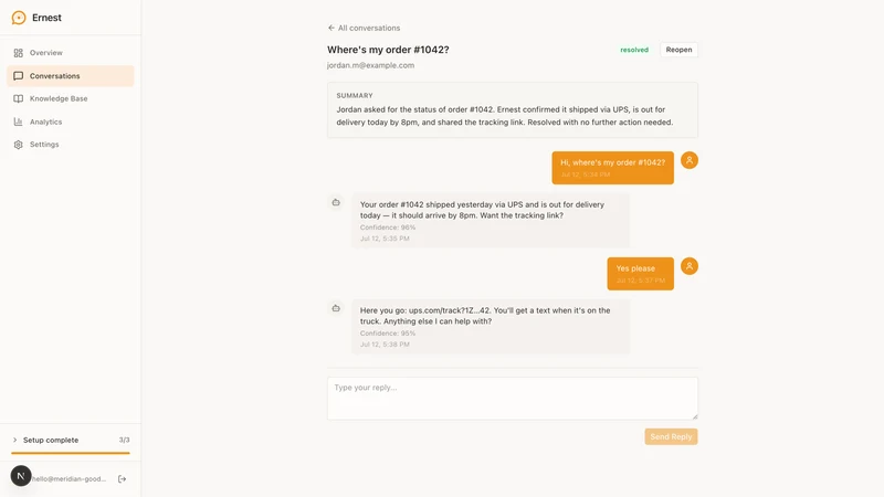 Ernest: AI Chatbot & Helpdesk