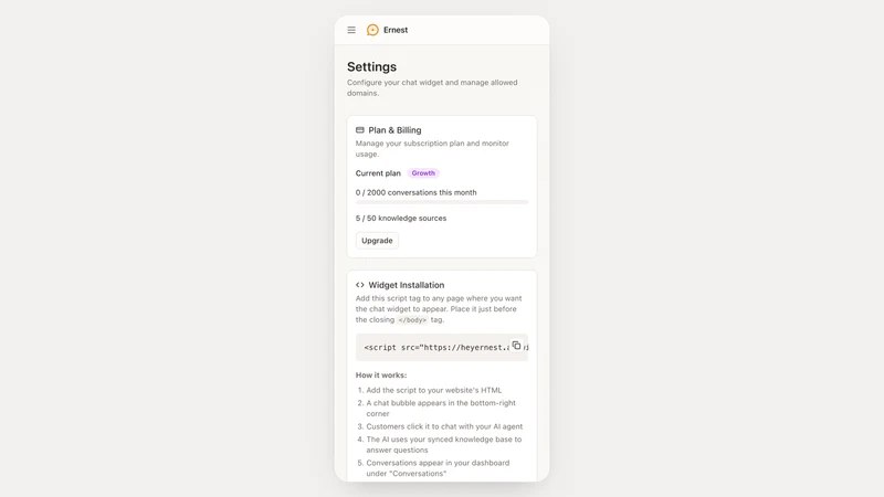 Ernest: AI Chatbot & Helpdesk