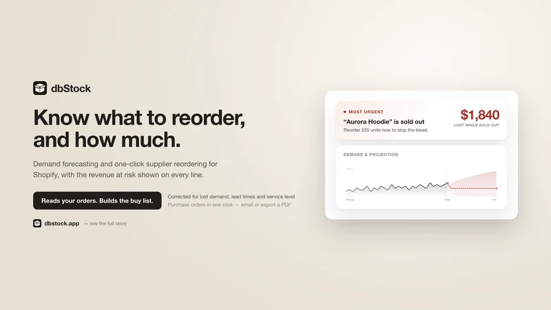 dbStock — Reorder & Forecast