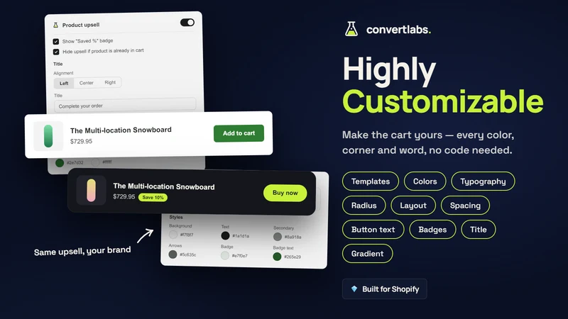 ConvertLabs Cart Drawer Upsell