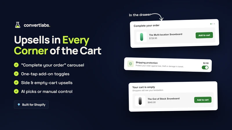 ConvertLabs Cart Drawer Upsell