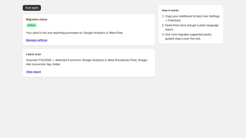 Tryful Checkout Pixel Migrator