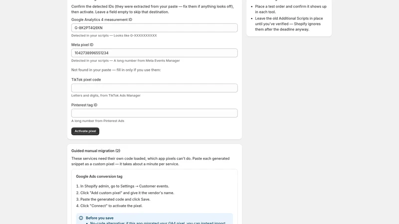 Tryful Checkout Pixel Migrator