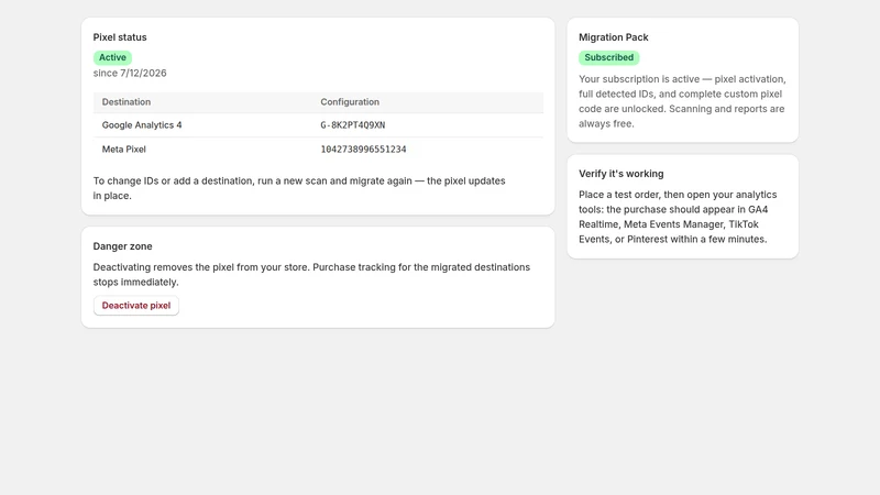 Tryful Checkout Pixel Migrator