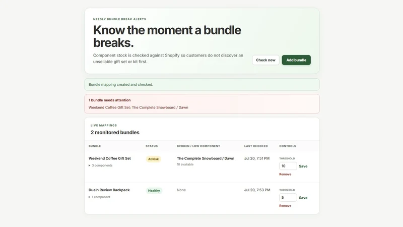 Needly Bundle Stock Alerts